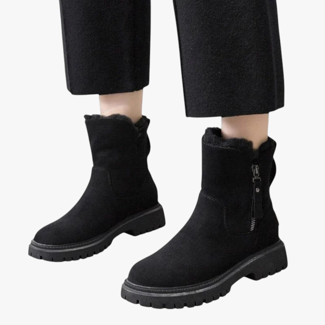 Damen Winterschuhe | Stiefel Mit Elastischen Reißverschluss