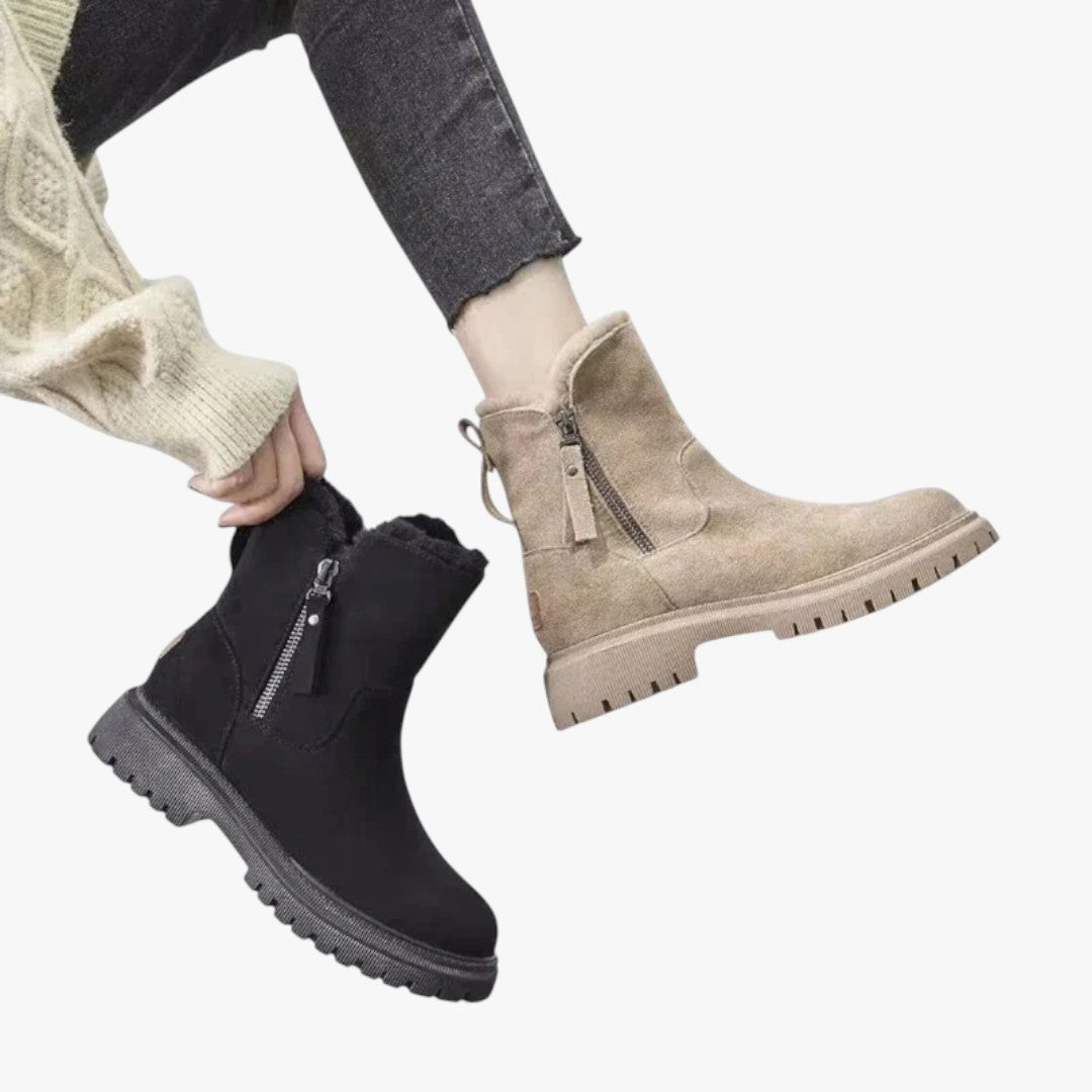 Damen Winterschuhe | Stiefel Mit Elastischen Reißverschluss
