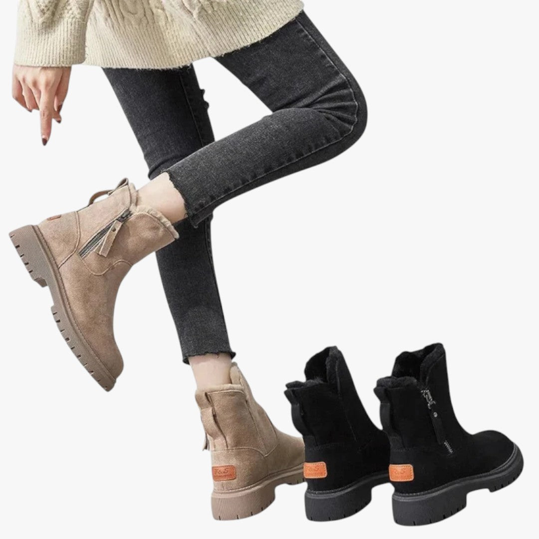 Damen Winterschuhe | Stiefel Mit Elastischen Reißverschluss