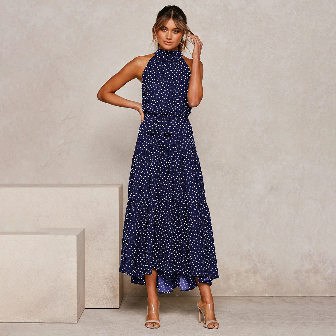 Damen Kleid A-Linie Grün mit Punkten, Elegantes Sommerkleid für Frauen 5