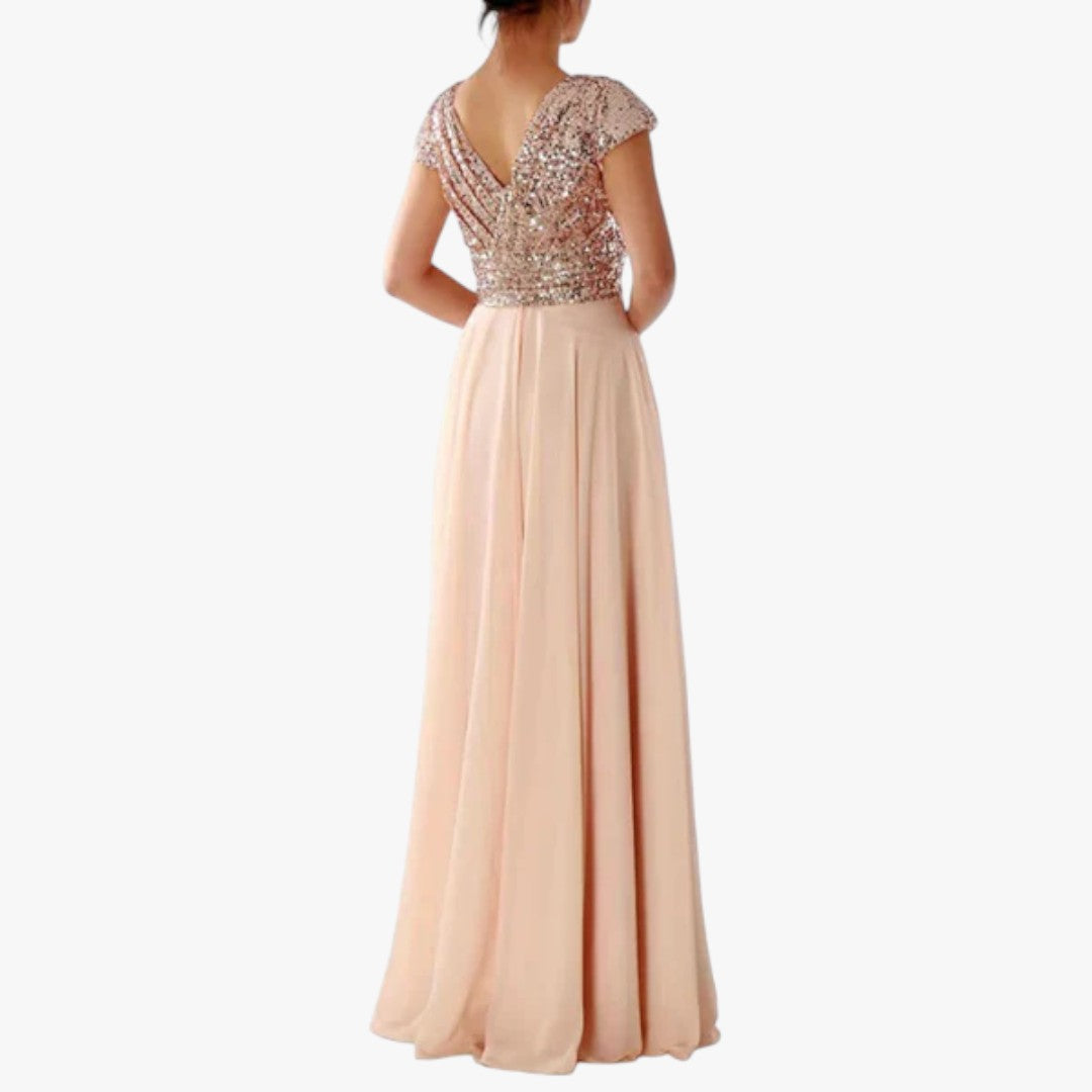 Damen Ballkleid mit Pailletten für Weihnachten | Maxi