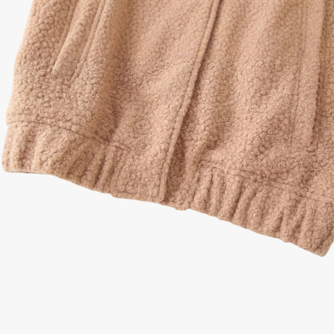 Damen Winter Teddyjacke mit Druckknöpfen | Lockere Passform