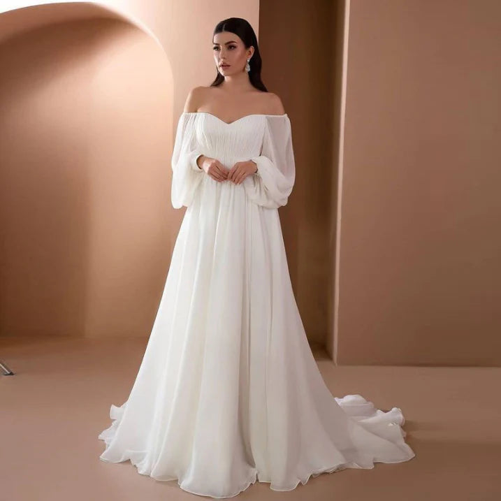Damen weißes Hochzeitskleid | Maxi