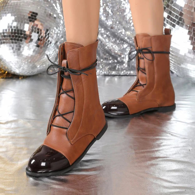 Hohe Damen-Winterstiefel mit Schnürung