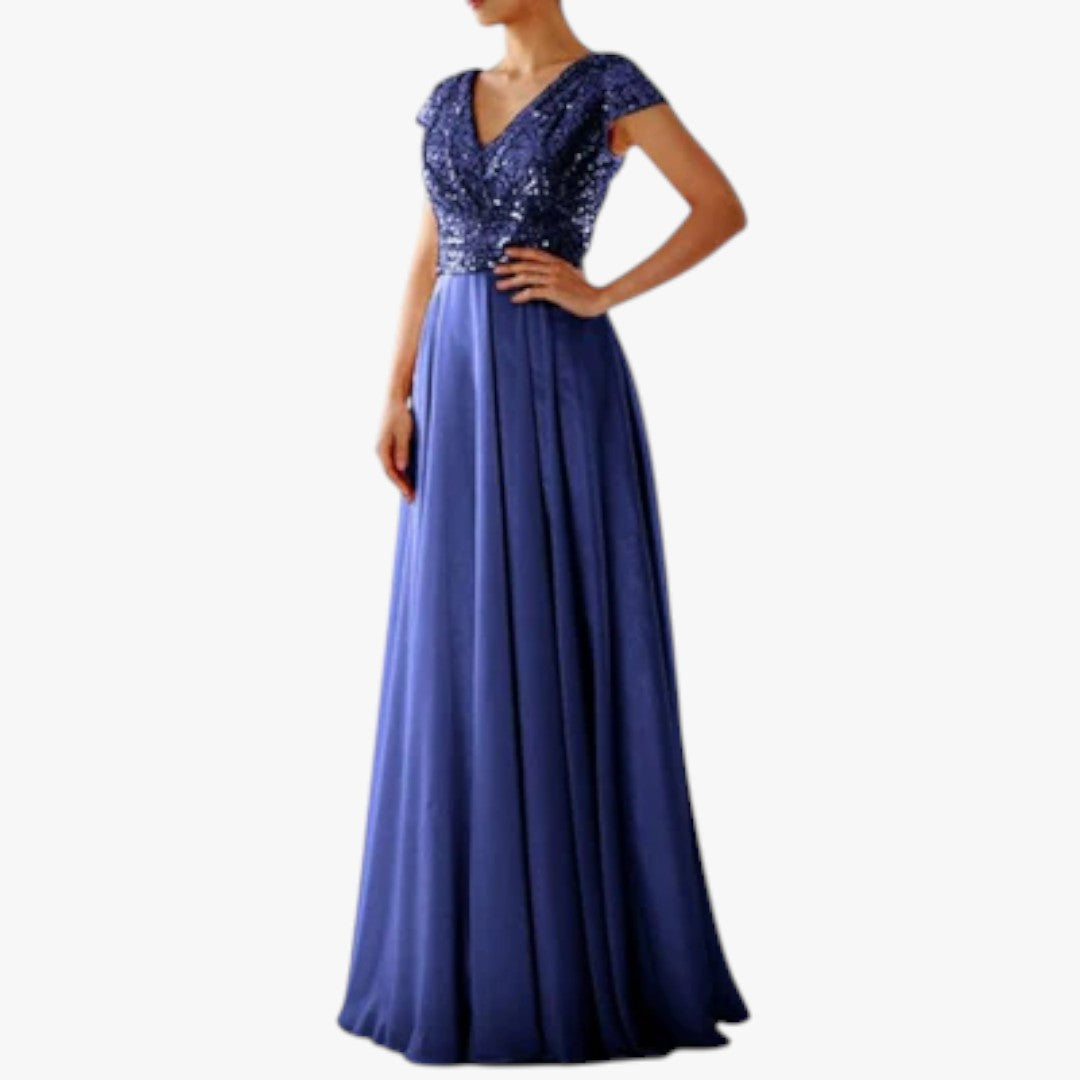 Damen Ballkleid mit Pailletten für Weihnachten | Maxi