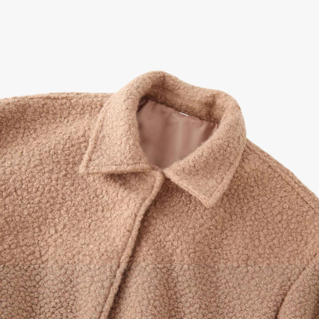 Damen Winter Teddyjacke mit Druckknöpfen | Lockere Passform