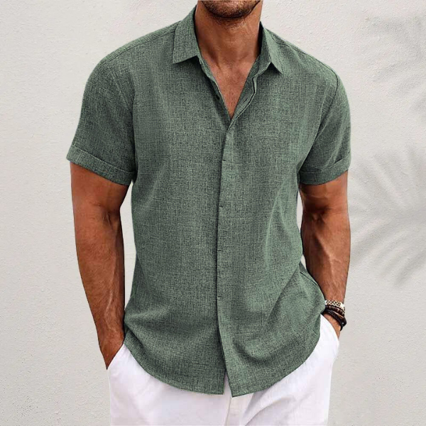 Herren Relaxed Sommer Hemd Leinen Stil