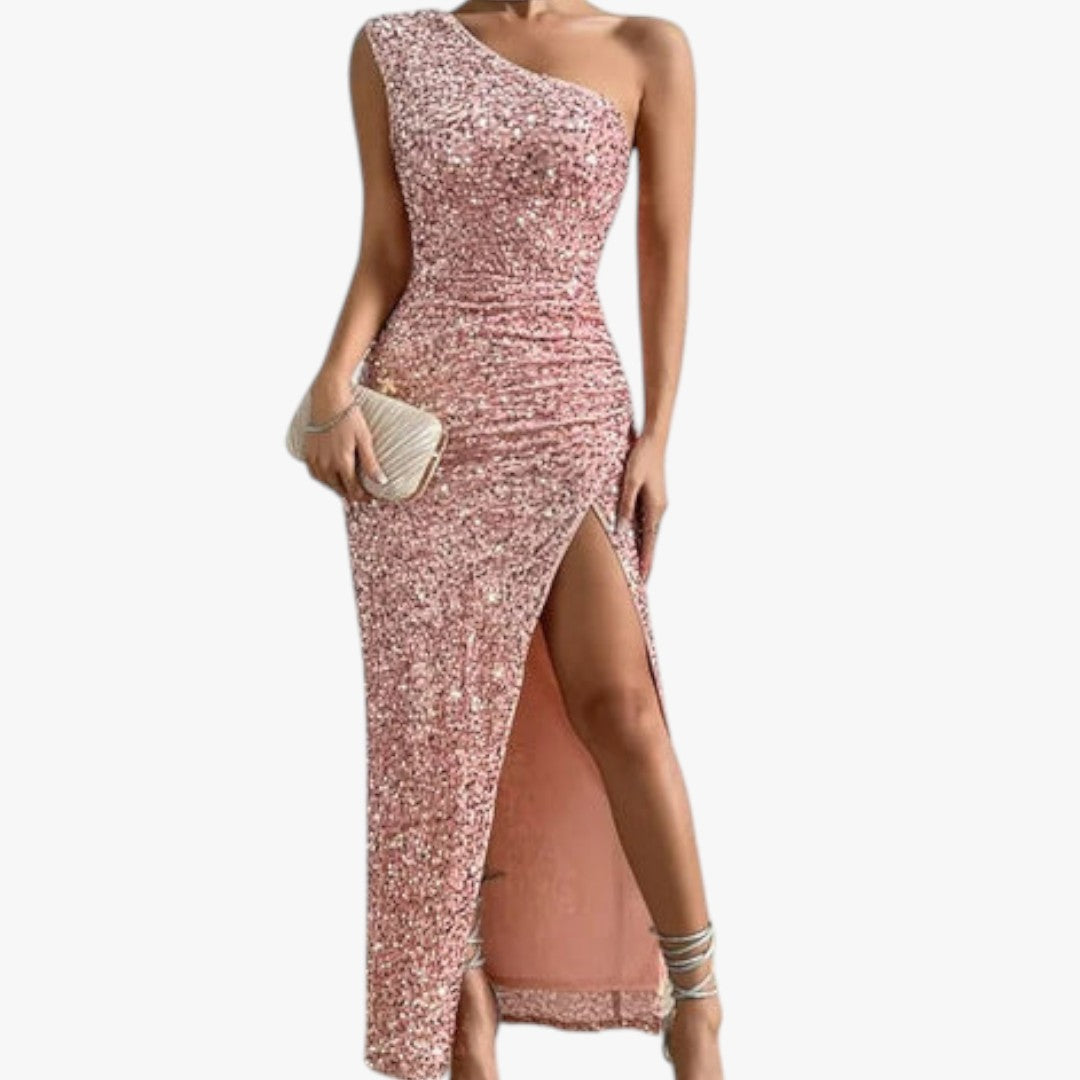 Damen Abendkleid mit Pailletten und Glitzer | Maxi
