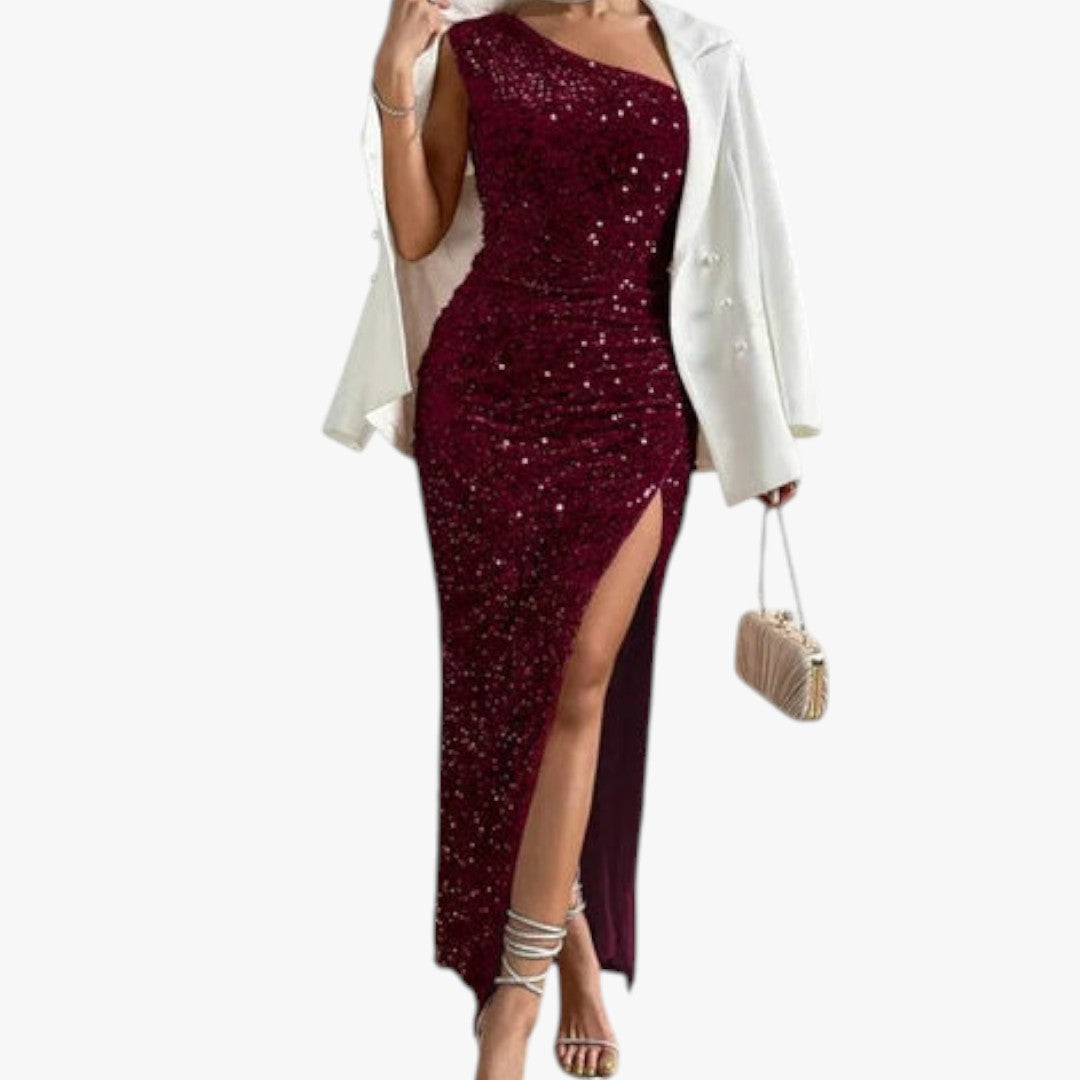 Damen Abendkleid mit Pailletten und Glitzer | Maxi