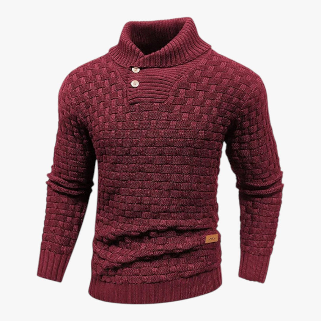 Herrenpullover mit Knöpfen und halbem Rollkragen