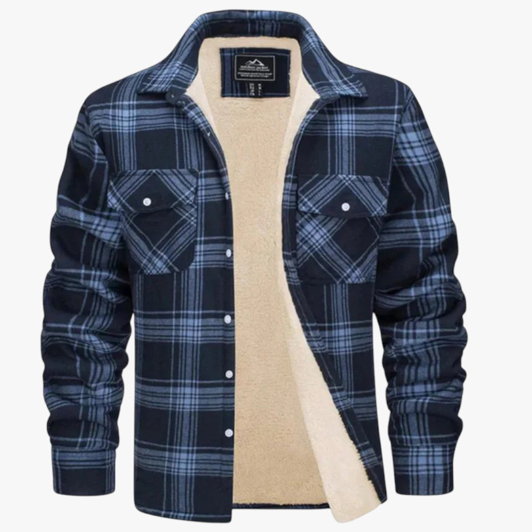 Gefütterte Herrenjacke mit Rautenmuster und Druckknöpfen
