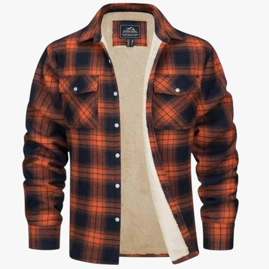 Gefütterte Herrenjacke mit Rautenmuster und Druckknöpfen