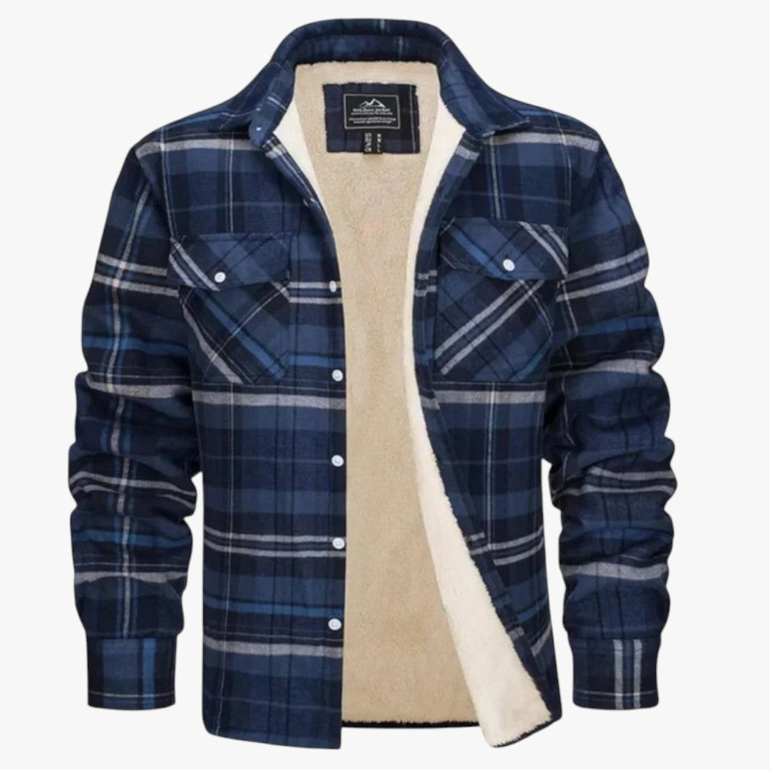 Gefütterte Herrenjacke mit Rautenmuster und Druckknöpfen