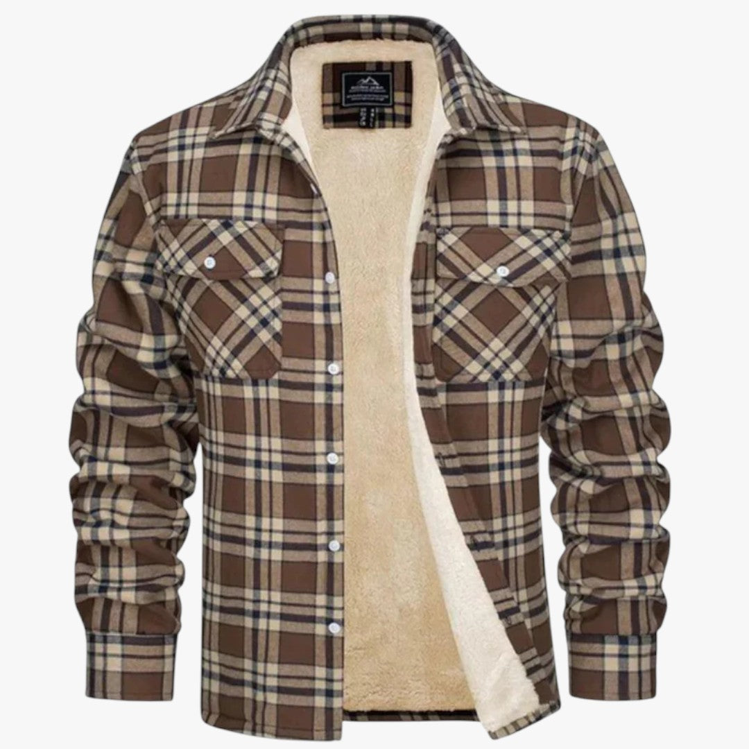 Gefütterte Herrenjacke mit Rautenmuster und Druckknöpfen