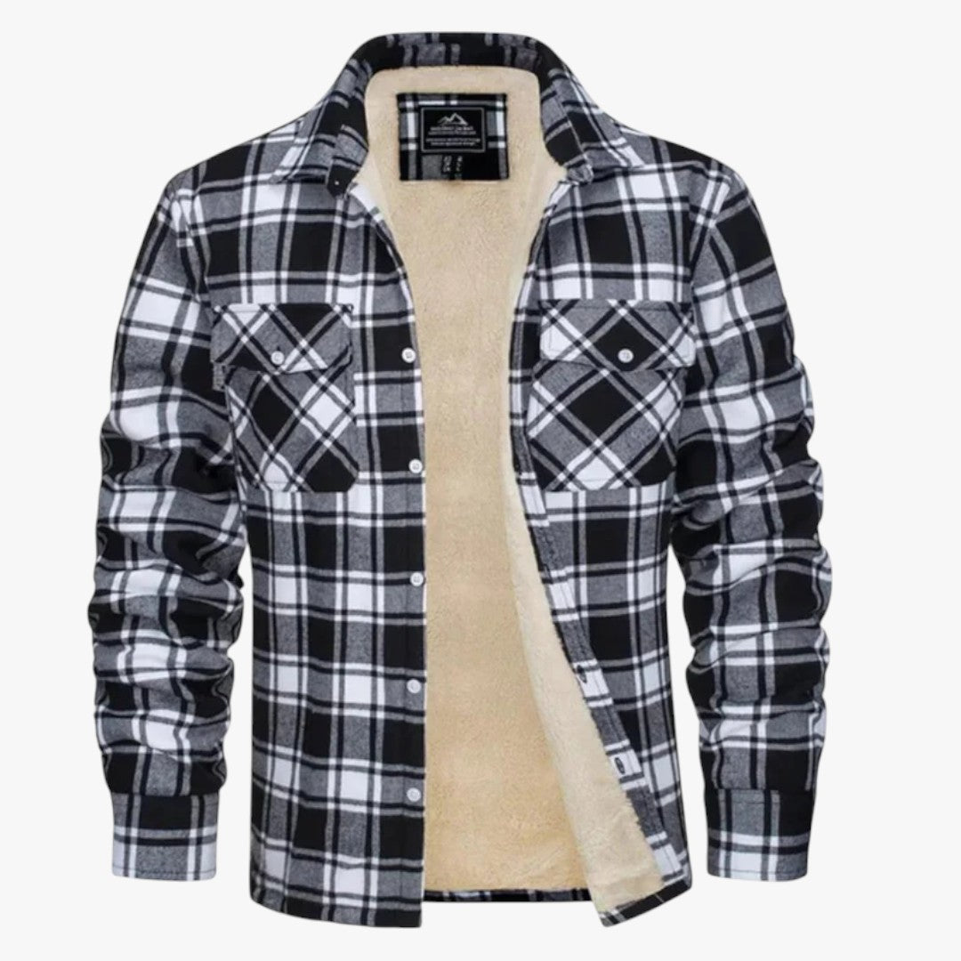 Gefütterte Herrenjacke mit Rautenmuster und Druckknöpfen