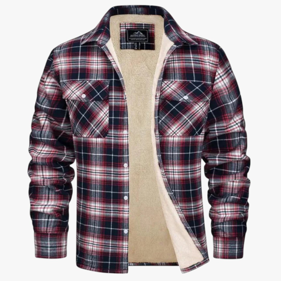 Gefütterte Herrenjacke mit Rautenmuster und Druckknöpfen