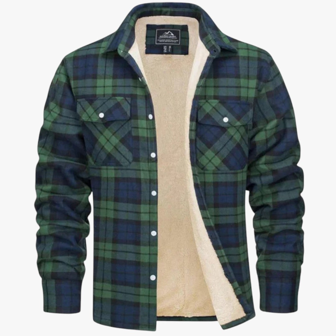 Gefütterte Herrenjacke mit Rautenmuster und Druckknöpfen