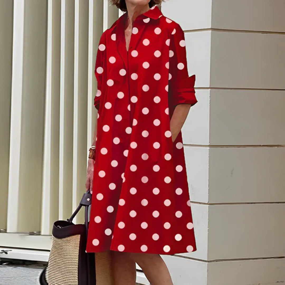 Damen Sommerkleid Rot mit Langen Ärmeln – Elegantes Festliches Kleid für Damen 4