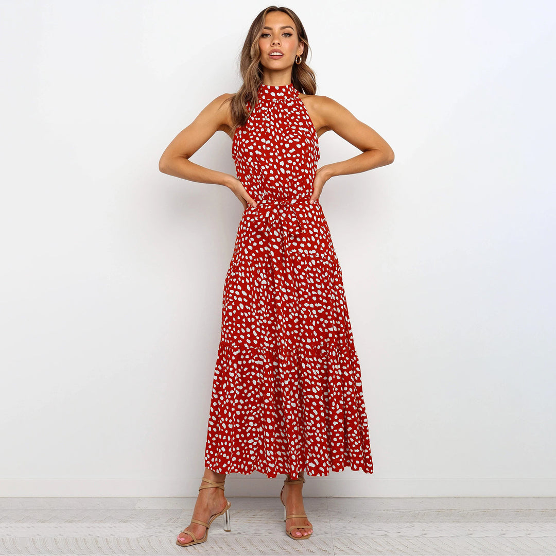 Variant image for Damen Kleid A-Linie Grün mit Punkten, Elegantes Sommerkleid für Frauen-21