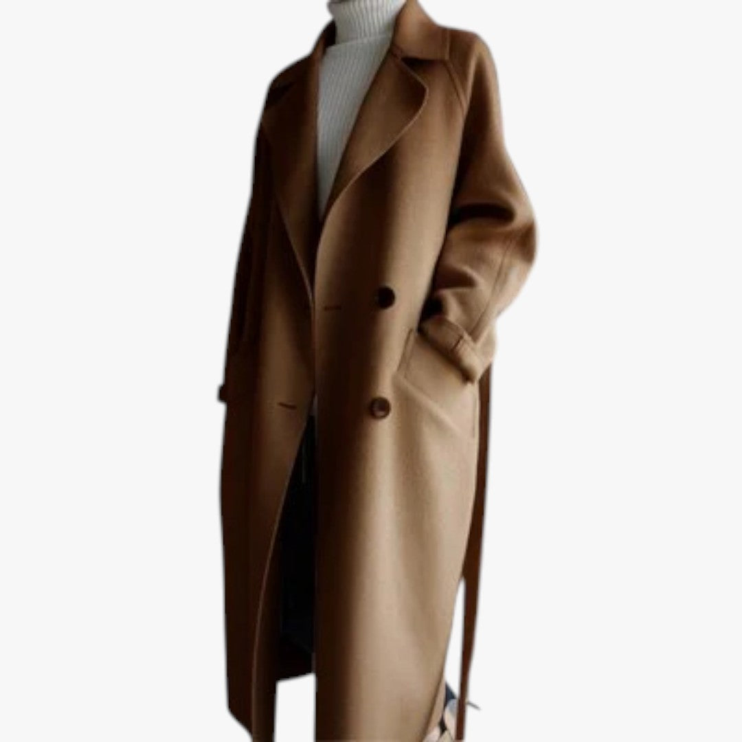 Damen Winter Trenchcoat mit Knöpfen und Gürtel