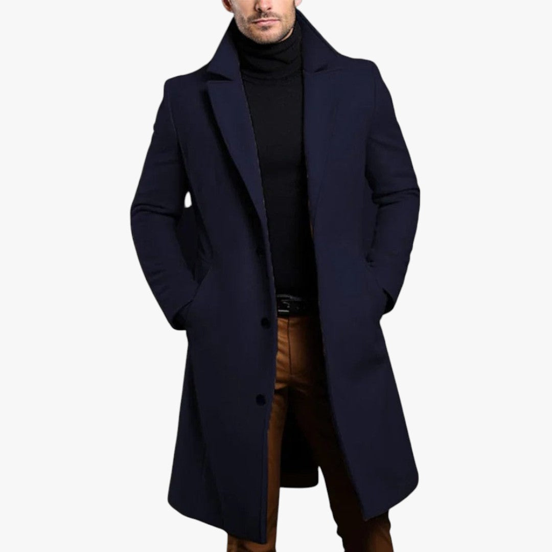 Herren Wintermantel mit Knöpfen und Taschen | Lang