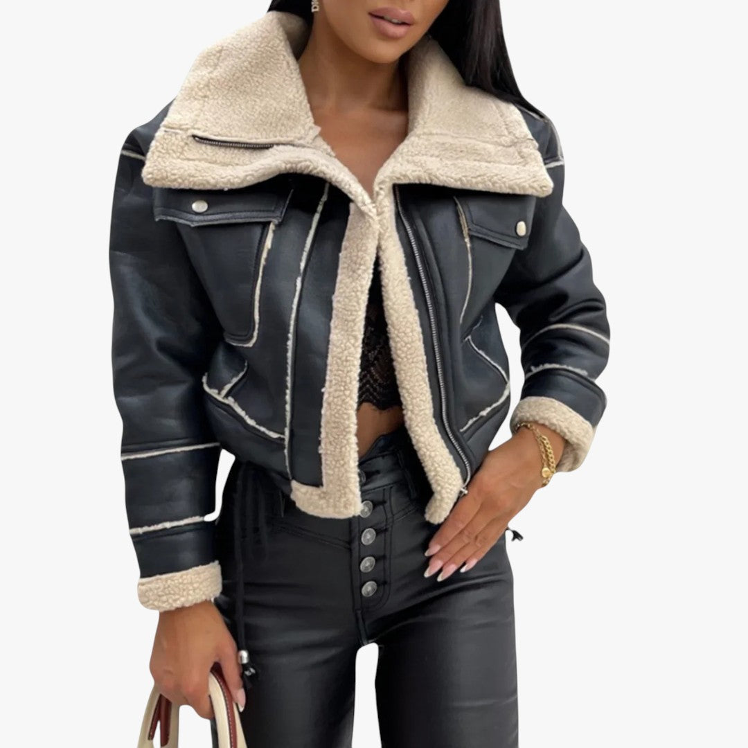 Damen Winterjacke mit Reißverschluss und Taschen | Kurz