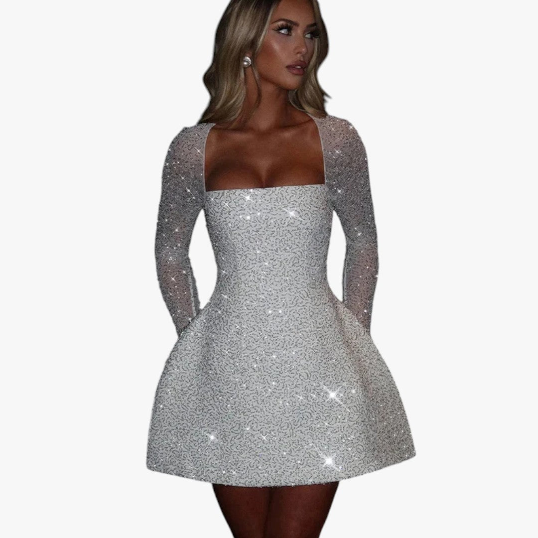 Damen-Pailletten-Ballkleid mit Glitzer | Mini