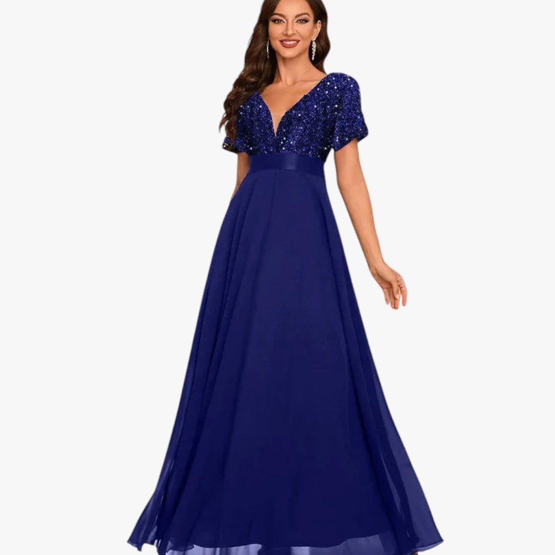 Damen Ballkleid mit Pailletten für Weihnachten | Maxi