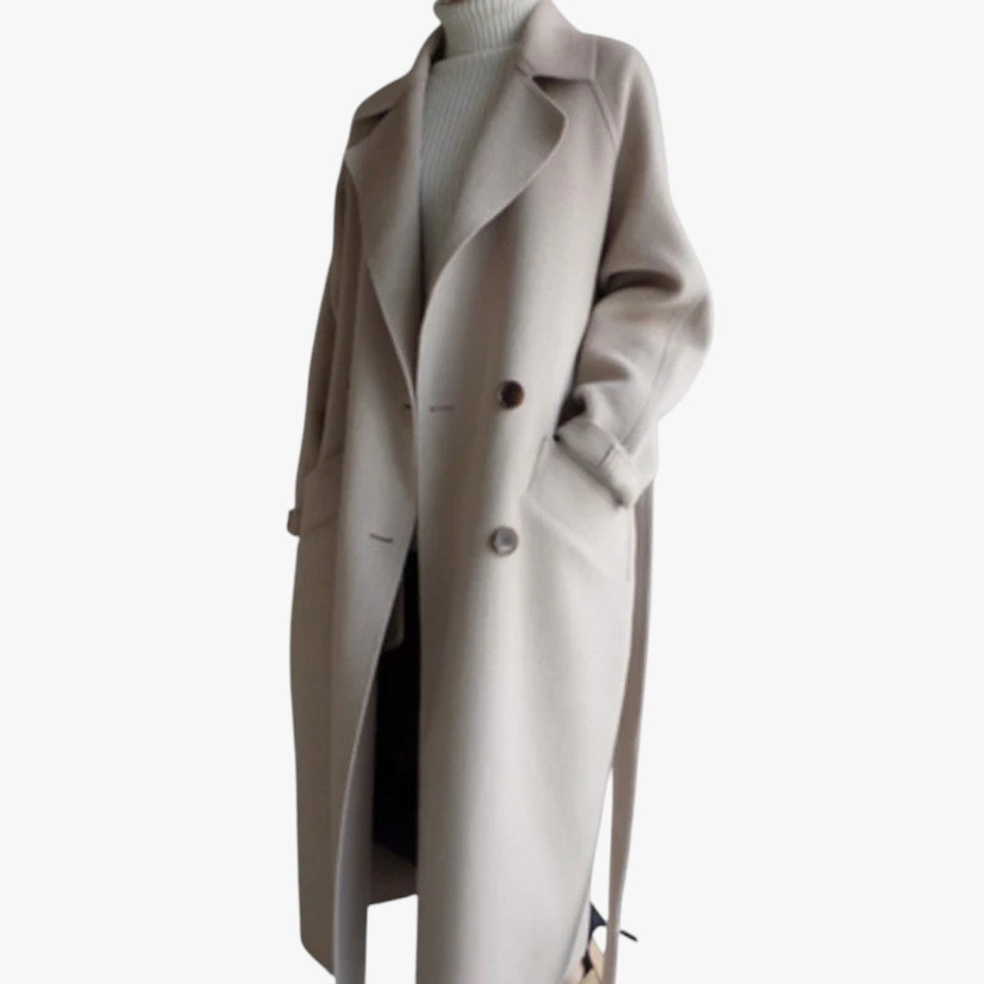 Damen Winter Trenchcoat mit Knöpfen und Gürtel
