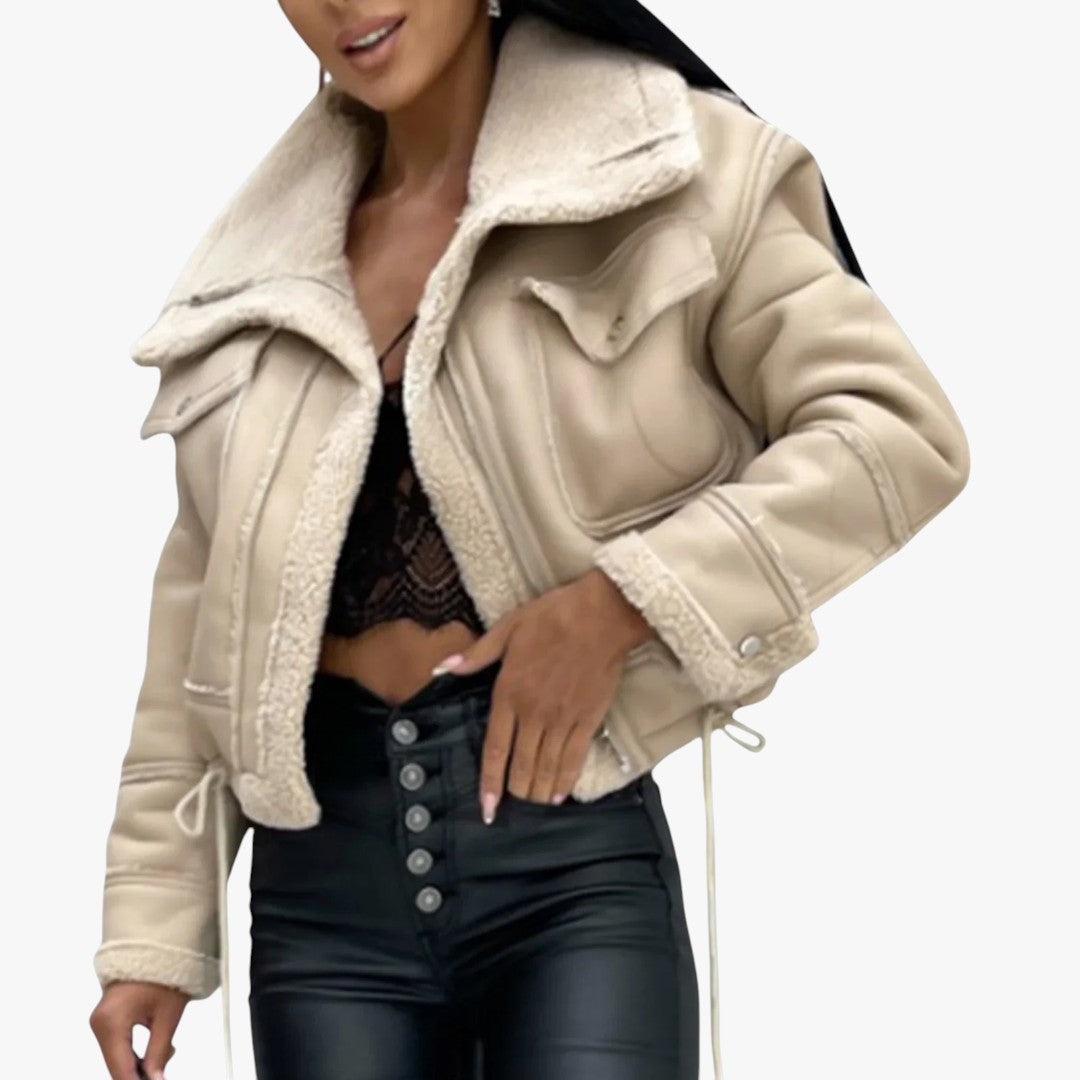 Damen Winterjacke mit Reißverschluss und Taschen | Kurz