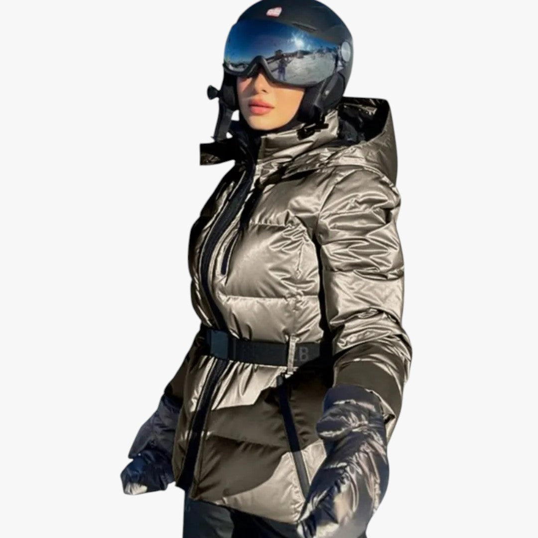 Damen Winter Skijacke mit Gürtel | Kurz