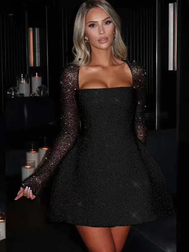 Damen-Pailletten-Ballkleid mit Glitzer | Mini