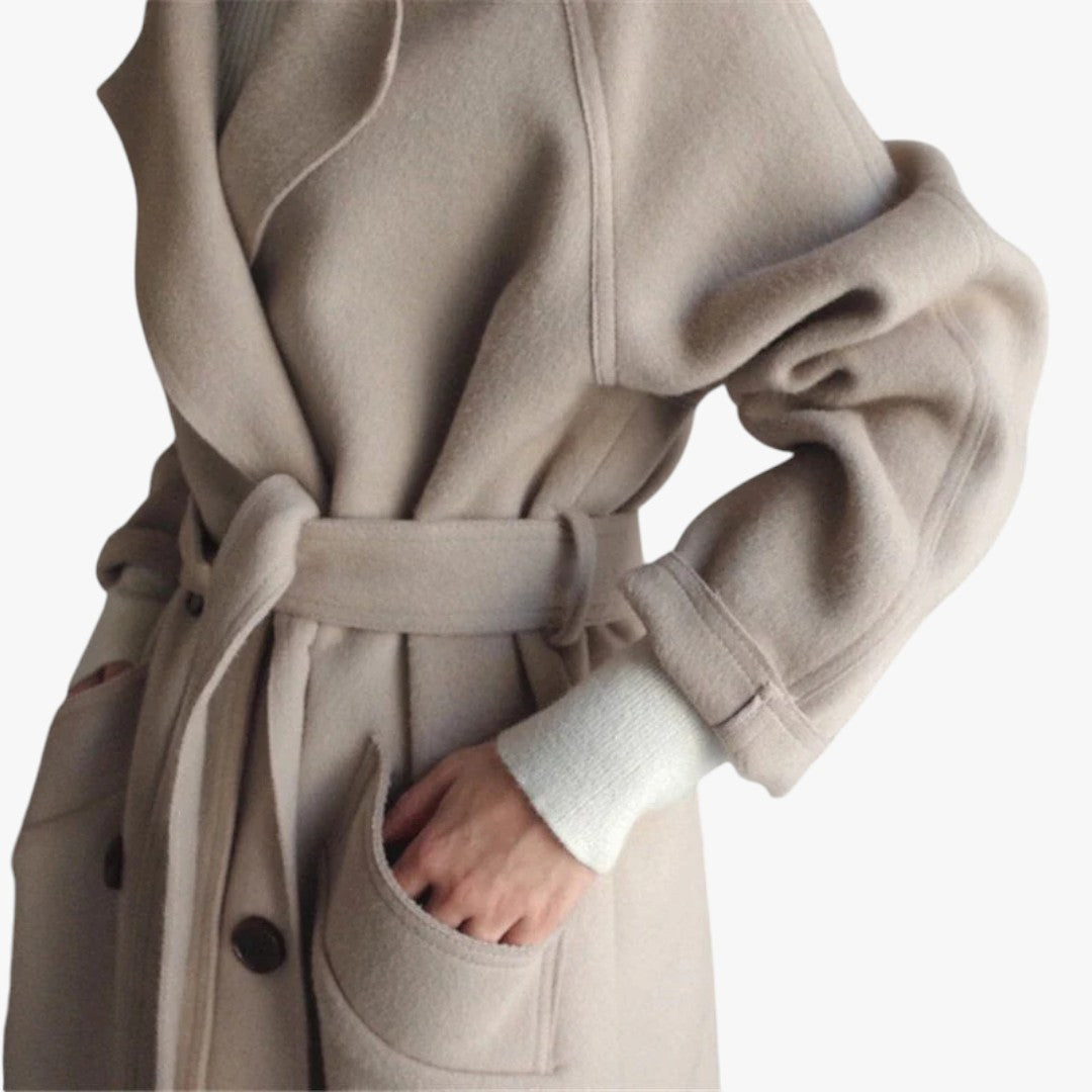 Damen Winter Trenchcoat mit Knöpfen und Gürtel