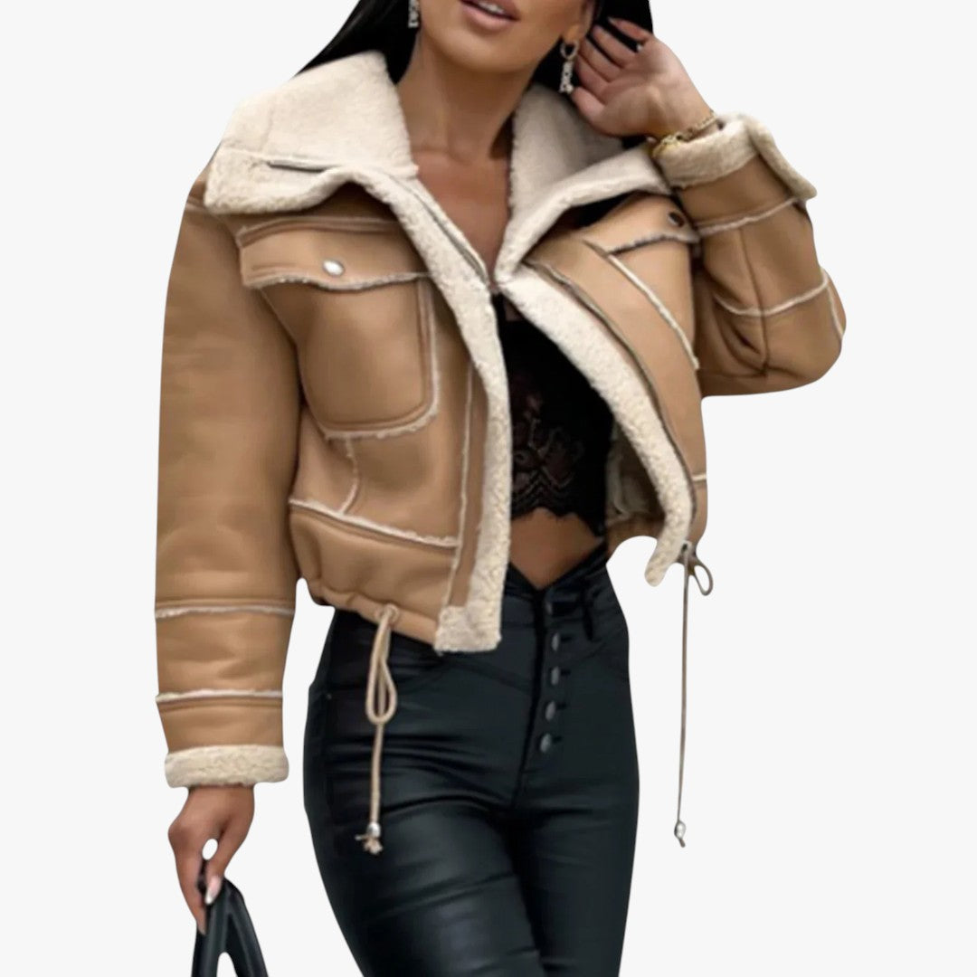 Damen Winterjacke mit Reißverschluss und Taschen | Kurz