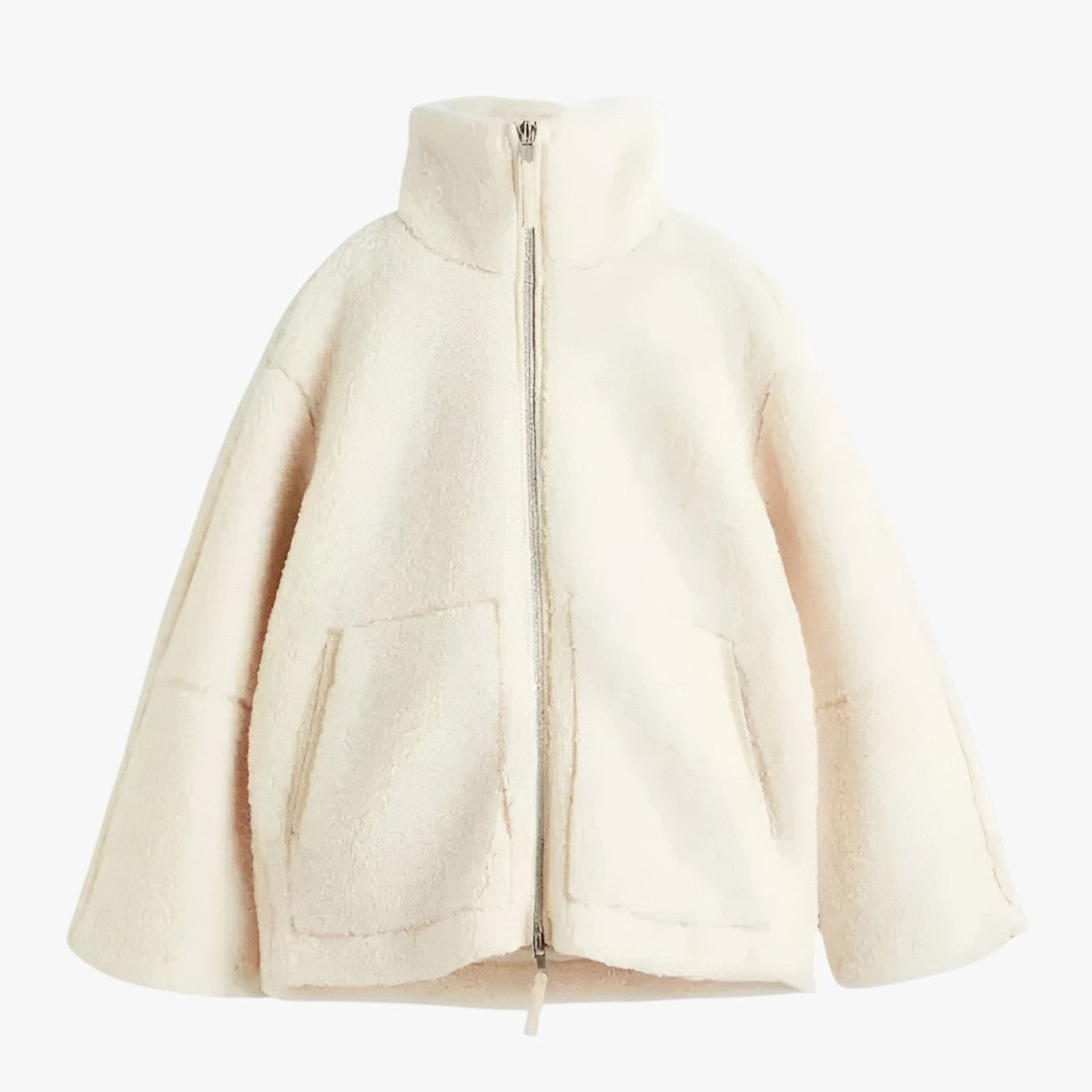 Damen Teddy Wintermantel mit Reißverschluss