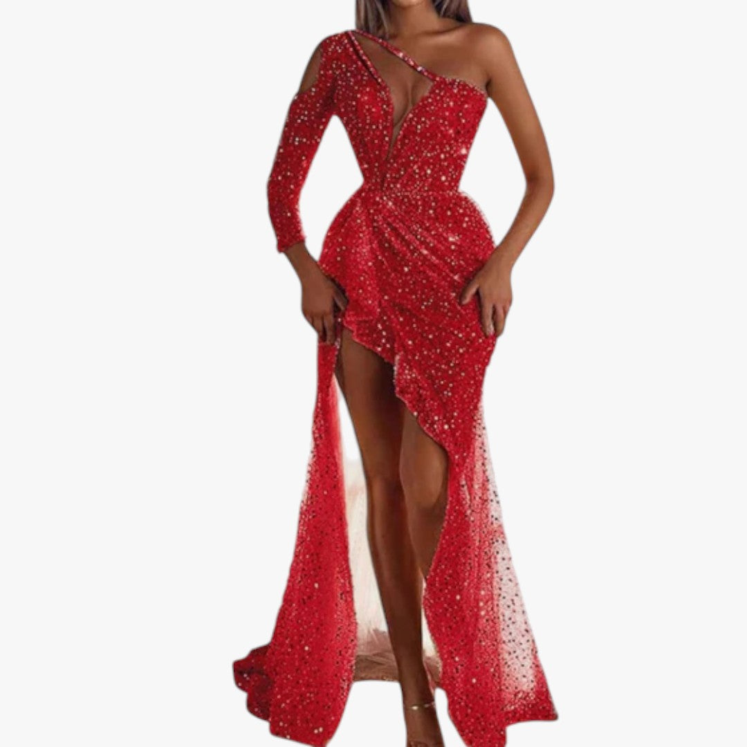 Damen Hochzeitspaillettenkleid mit Glitzer | Maxi