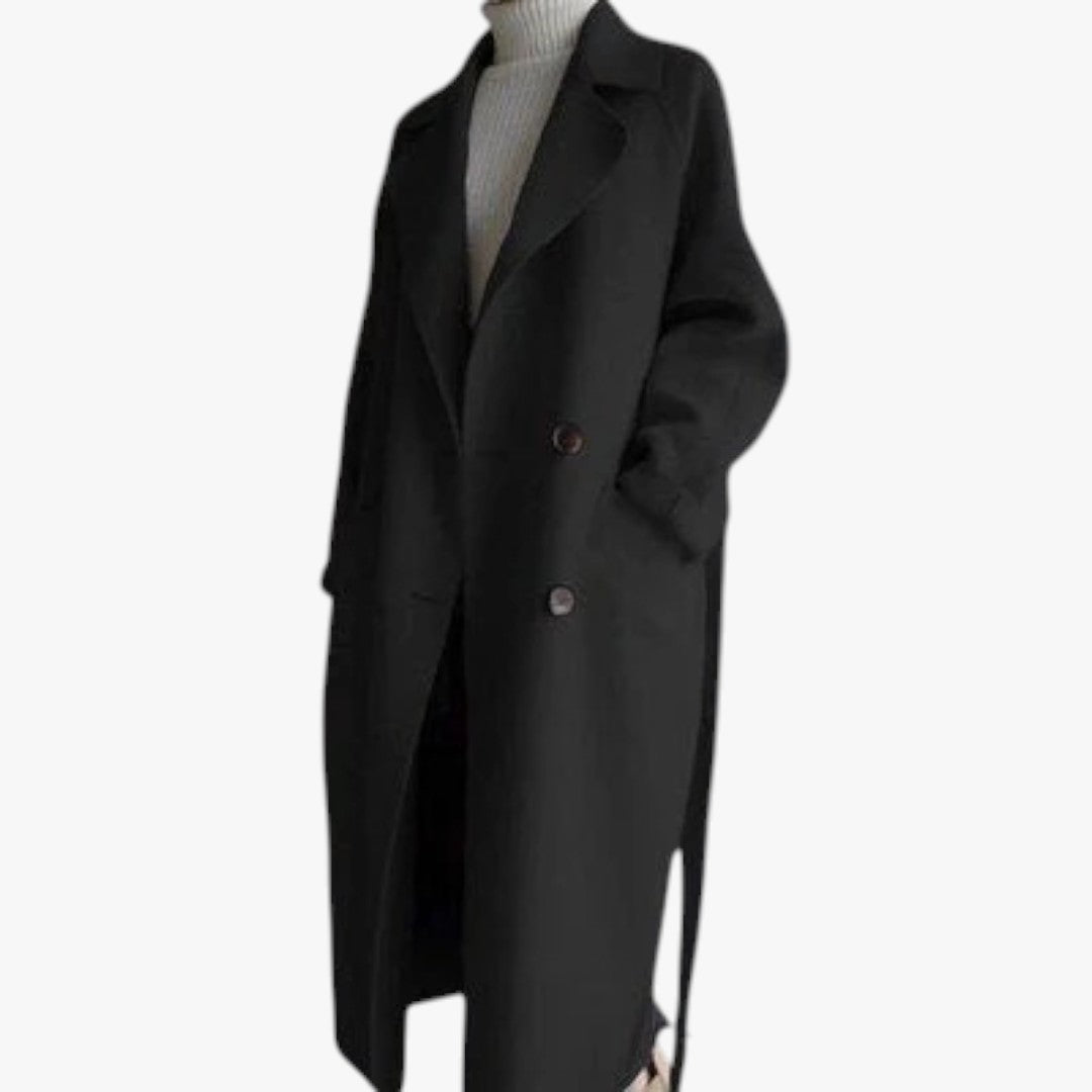 Damen Winter Trenchcoat mit Knöpfen und Gürtel