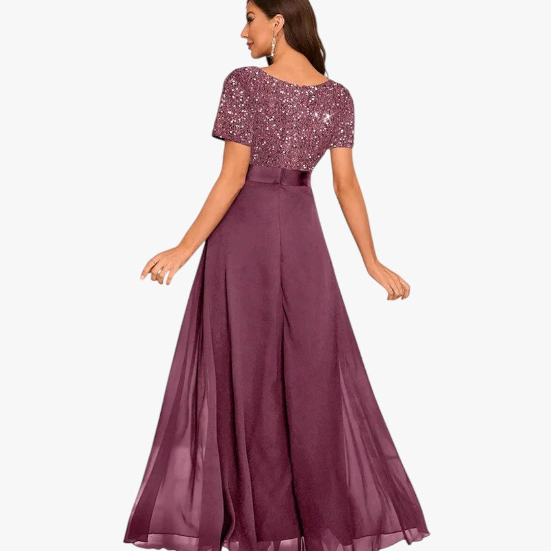 Damen Ballkleid mit Pailletten für Weihnachten | Maxi