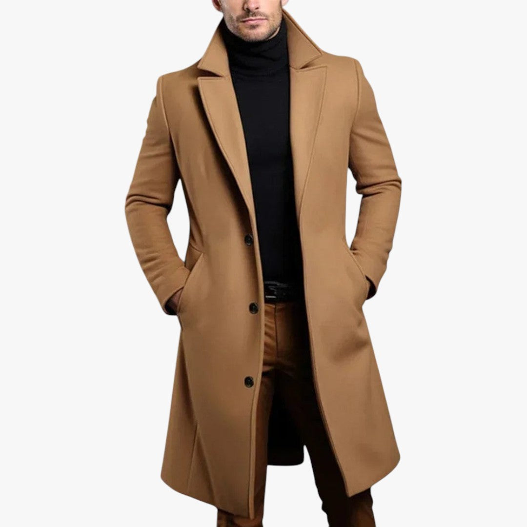 Herren Wintermantel mit Knöpfen und Taschen | Lang