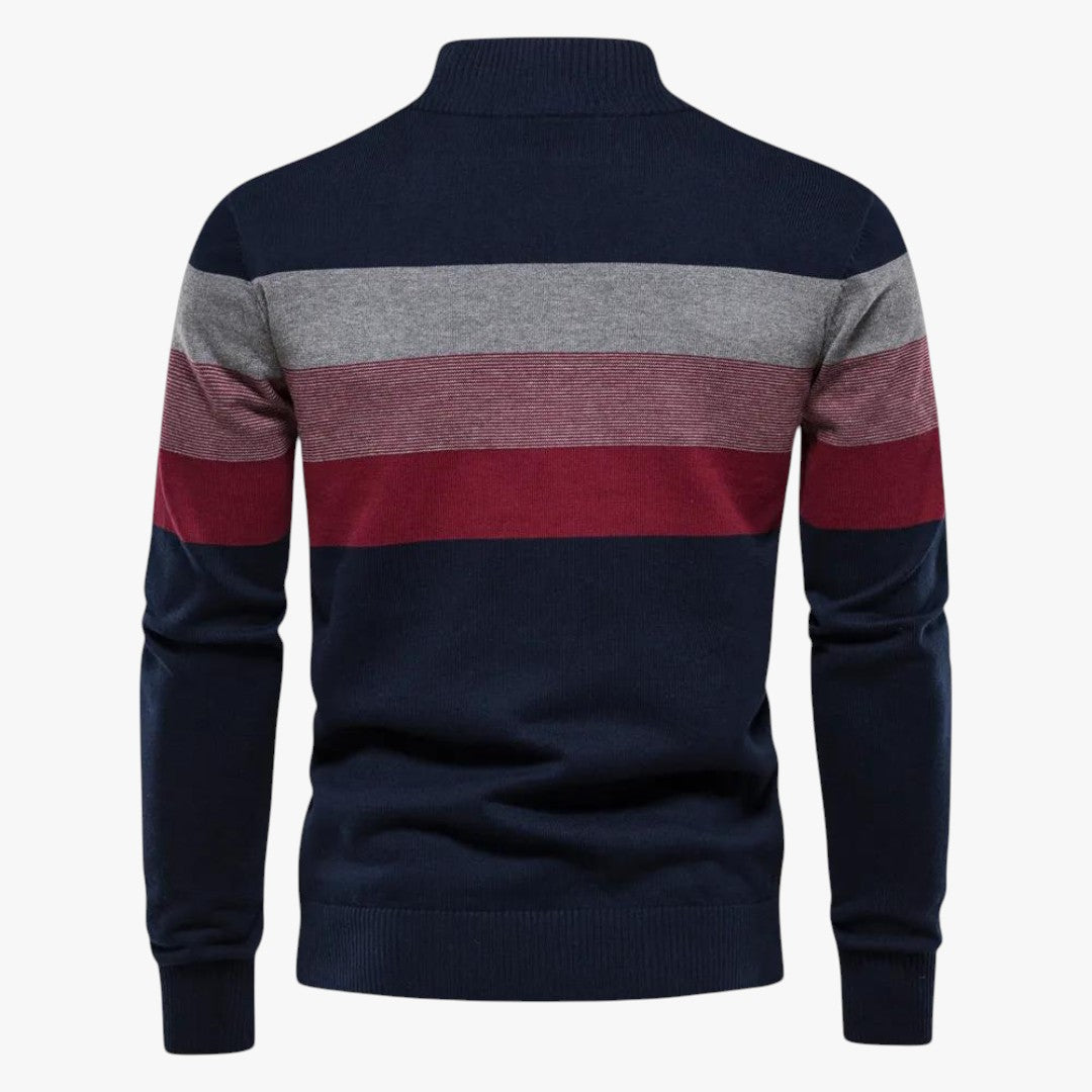 Herren Winterpullover mit Streifen und Reißverschluss