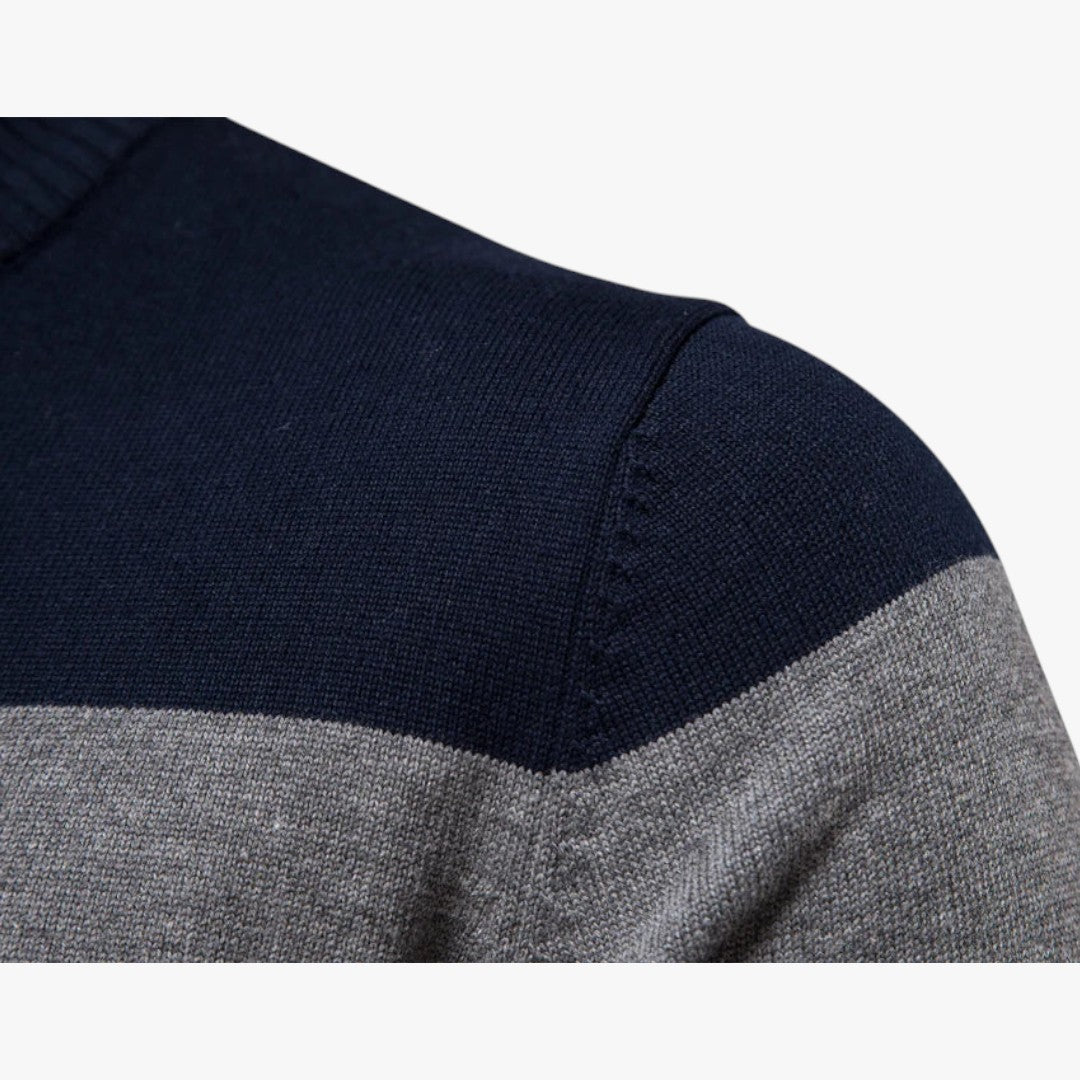 Herren Winterpullover mit Streifen und Reißverschluss