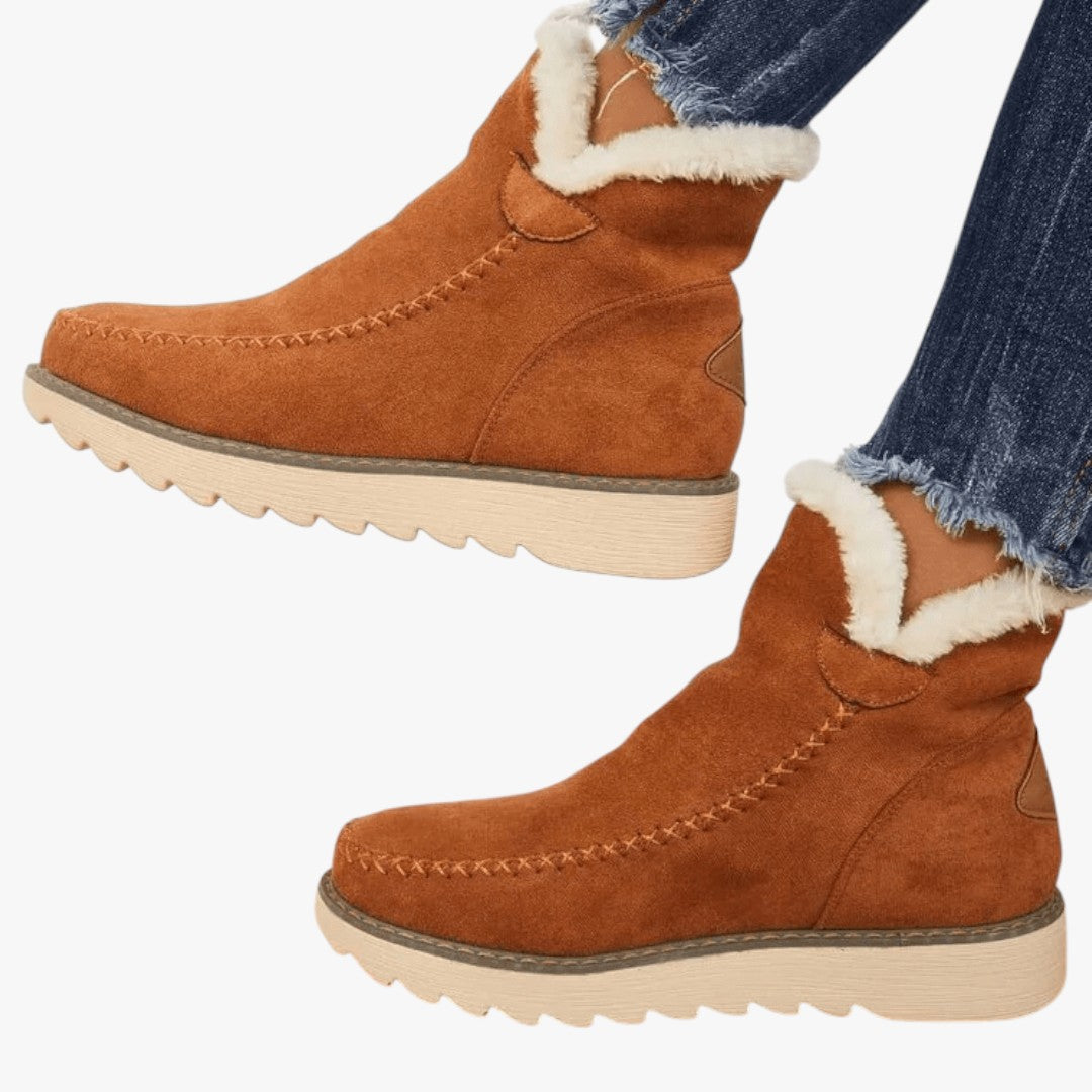 Damen Winterstiefel mit Futter | Hohe Winterschuhe mit dicker Sohle