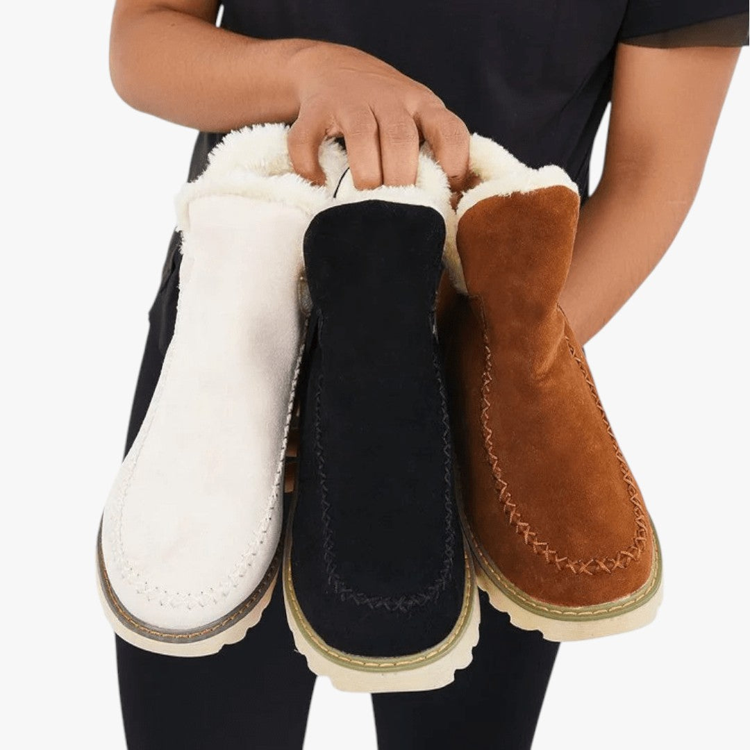 Damen Winterstiefel mit Futter | Hohe Winterschuhe mit dicker Sohle