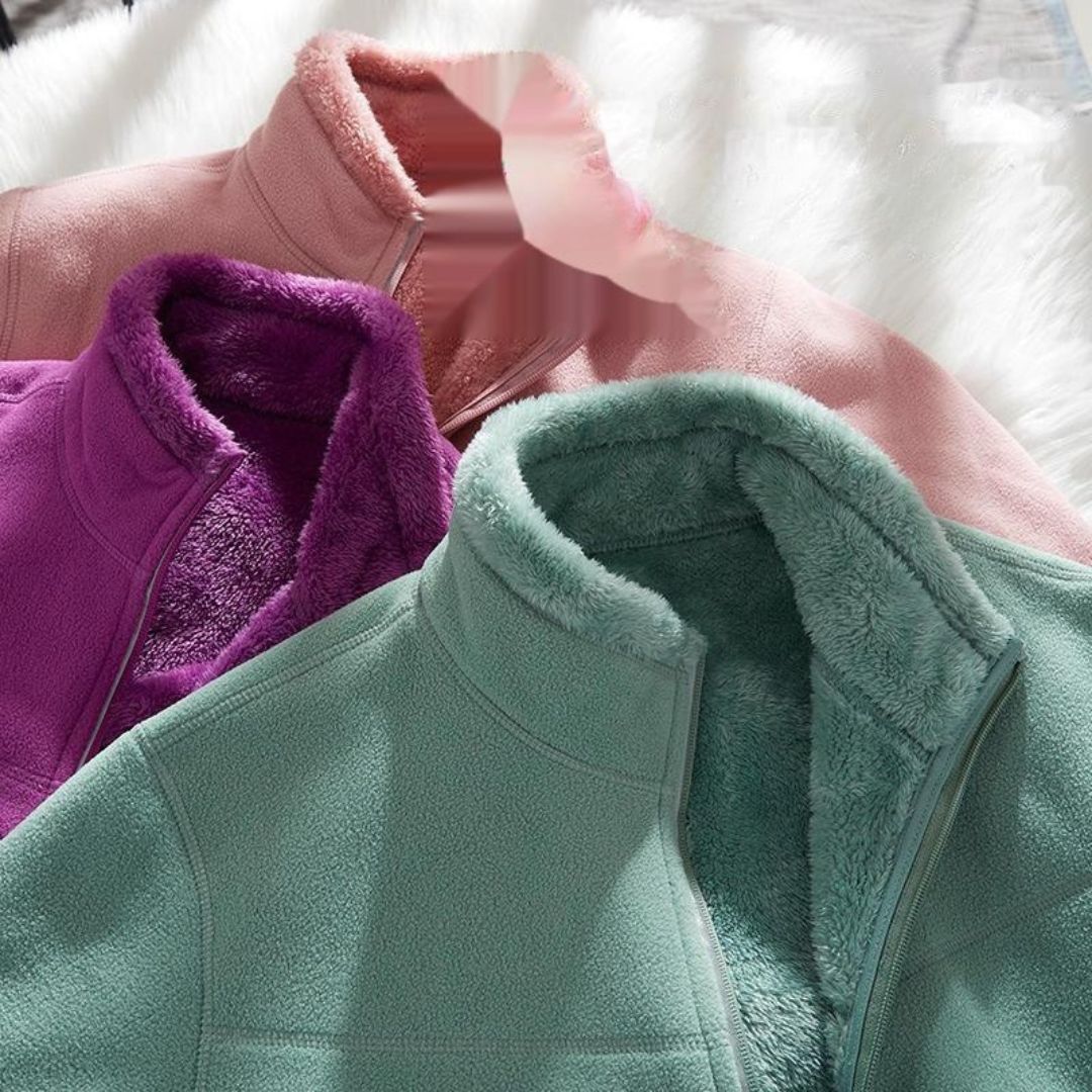 Damen Fleece Winter Skijacke mit Reißverschluss | Kurz