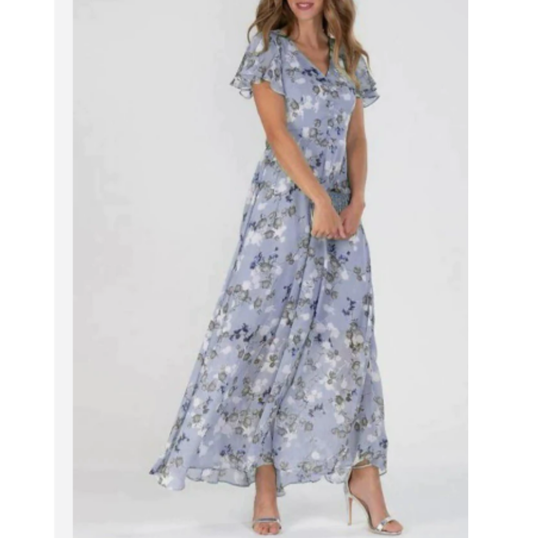 Damen Sommer Formelles Blumen Hochzeitsgast Maxi Kleid