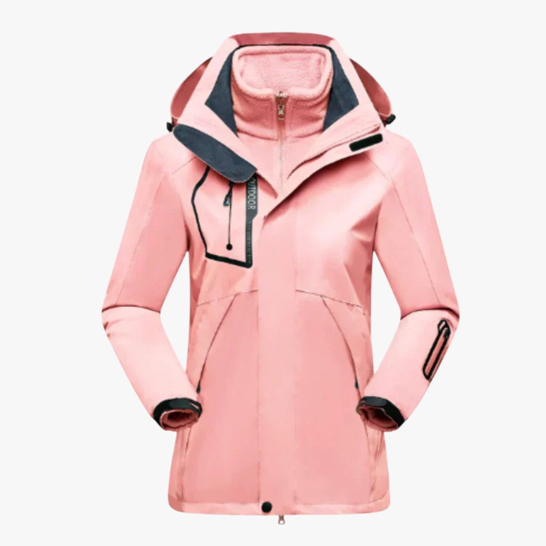 Damen Winter Skijacke mit Reißverschluss und hohem Kragen