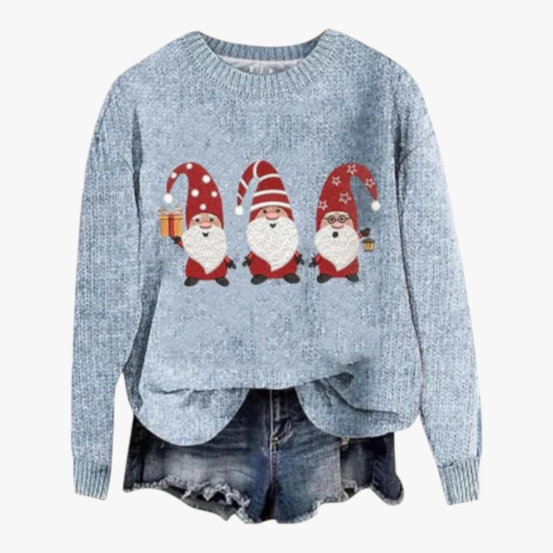 Damen Winter Weihnachtspullover mit Rundhals