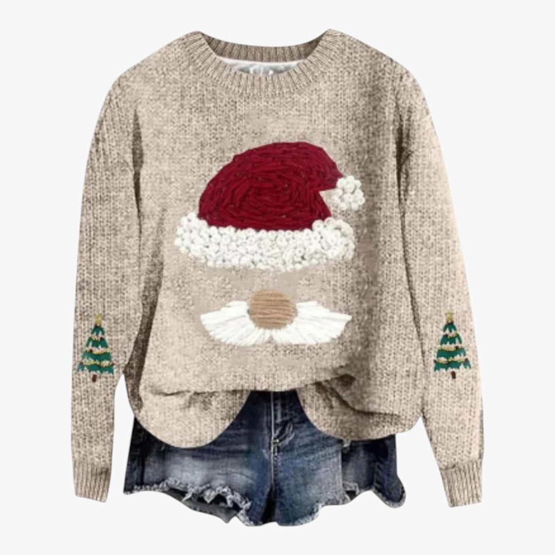 Damen Winter Weihnachtspullover mit Rundhals