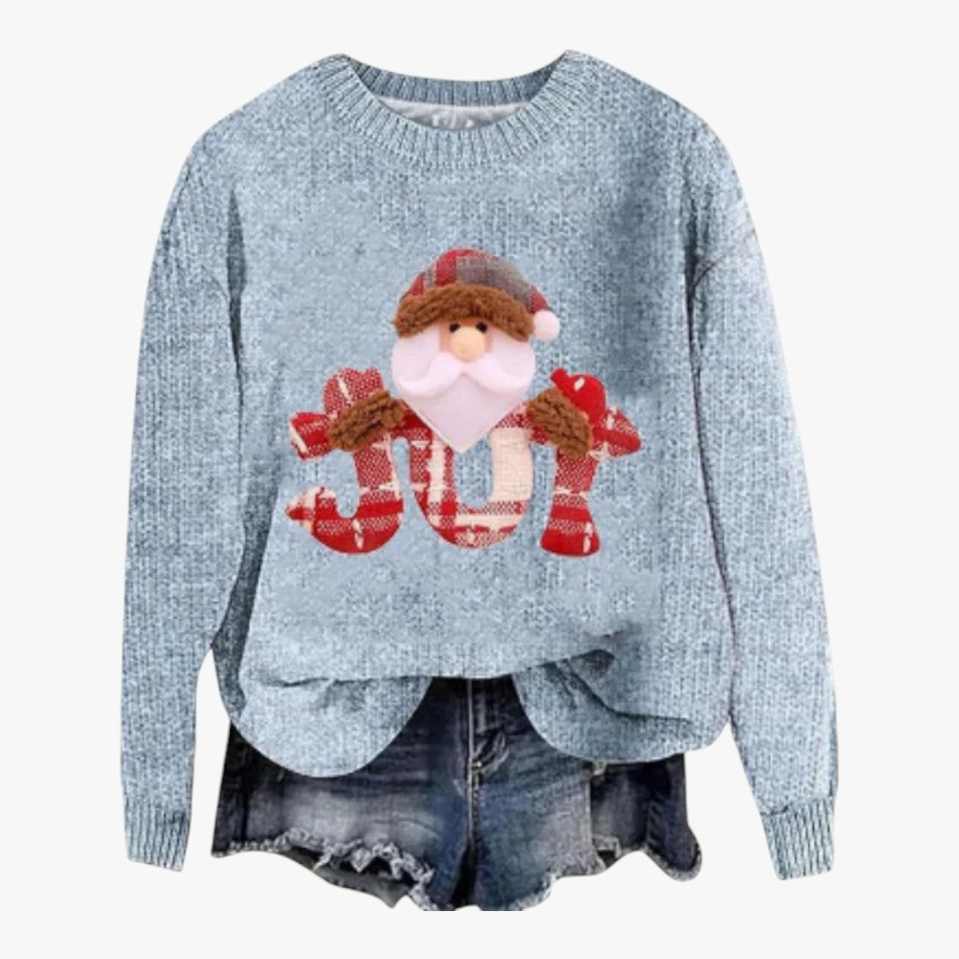 Damen Winter Weihnachtspullover mit Rundhals