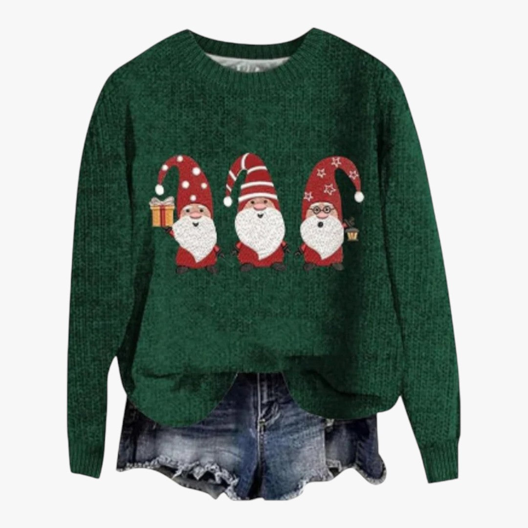 Damen Winter Weihnachtspullover mit Rundhals
